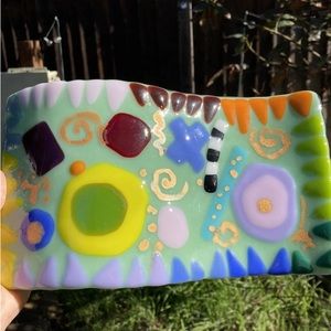 Handmade Glass Wave 10”x5.5” Freestanding Original Design "Jazz”